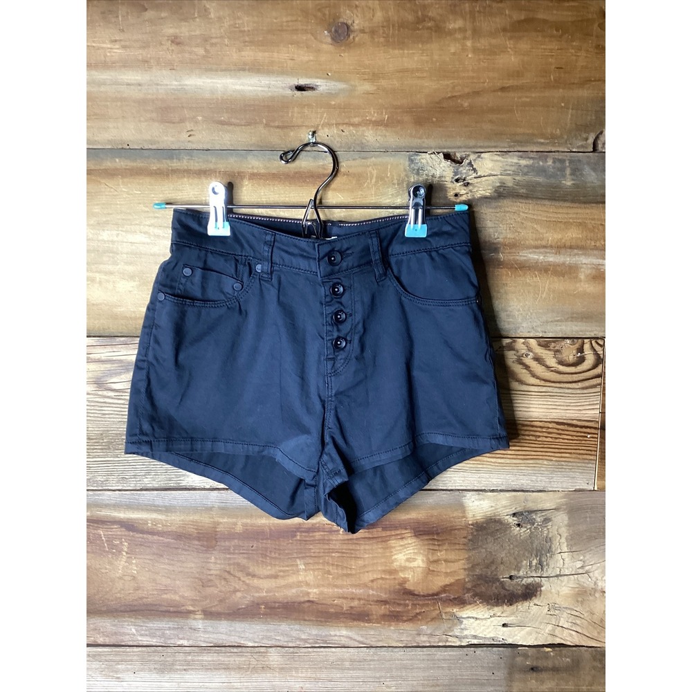 Roxy Mission To Glory High Waisted Exposed Button  Shorts Faded Black sz 25 NEW